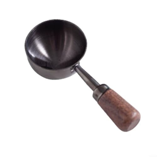 Ein Muss für die Küche, rostbeständiger Löffel aus 304 Edelstahl mit ergonomischem Holzgriff (schwarz, kurz, 30 ml) von LVYXON