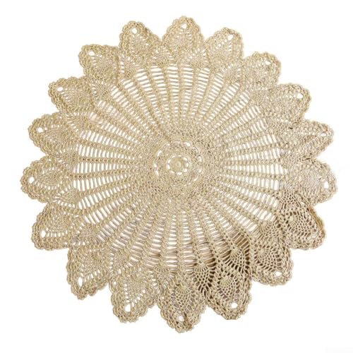 Elegante runde Tischdecke, handgefertigt, gehäkelt, hohles Design, für Feiern und Versammlungen, 75–80 cm, Kaffeebraun Elegante runde Tischdecke, handgefertigt, gehäkelt, hohles Design, für Feiern und Versammlungen, 75–80 cm, Kaffeebraun von LVYXON
