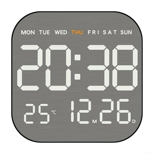 Elektronischer LED-Wecker mit großem Multi-Informationsdisplay, einstellbarer Helligkeit und 12/24-Stunden-Zeitformatoptionen (schwarzes Gehäuse) von LVYXON