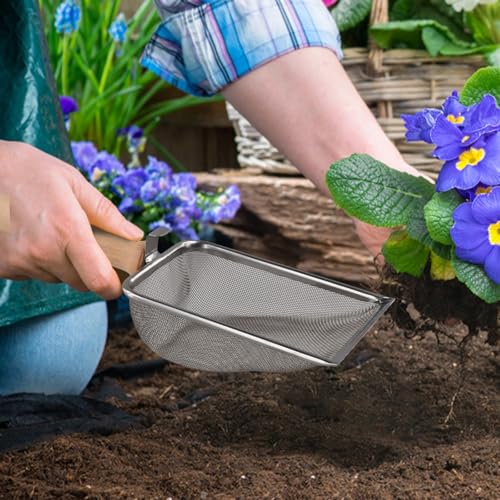 Gartenschaufel mit ergonomischem Griff und Sieb zur Trennung von Erde und Kompost (1,5 mm) von LVYXON
