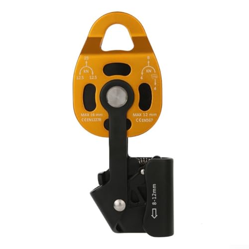 Heavy Duty Oneway Seilzug Werkzeug für Klettern 2500 kg Kapazität, reibungsloser Betrieb mit konkavem Riemenscheiben-Design (Golden) von LVYXON