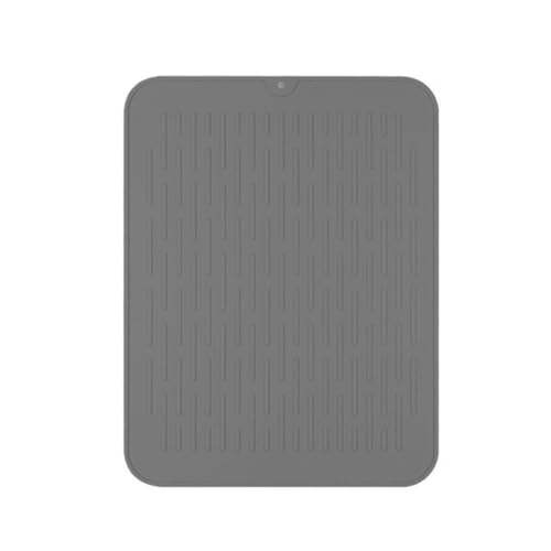 Hitzebeständiges Silikon-Abtropfpad mit Wellenstruktur, rutschfest zum Trocknen in der Küche, geeignet für Schüsseln, Tassen, Töpfe und mehr (40 x 30 grau) von LVYXON