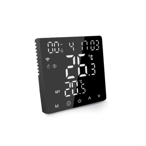 Intelligentes programmierbares Thermostat 16 A für elektrische Wandkessel mit präziser Temperaturregelung von 5–40 °C ± 0,5 °C, unterstützt Tuya für Smart App Fernbedienung (schwarz) von LVYXON