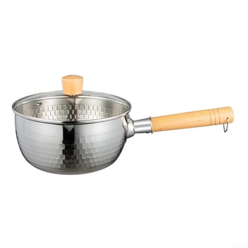Japanischer Stil 304 Edelstahl Snow Flat Pot Induktion kompatibel zum Dämpfen und Kochen von Nudeln (20 cm mit Abdeckung) von LVYXON