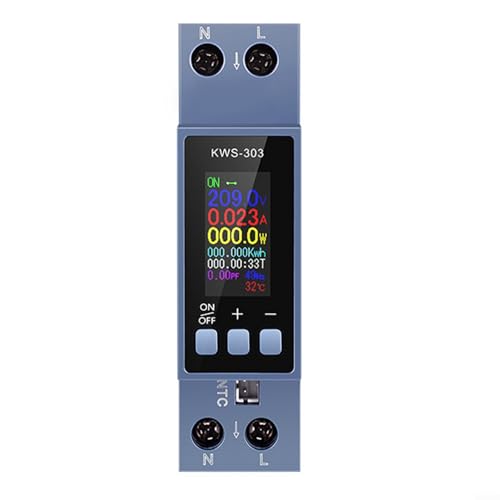 KWS-303 Digitaler Energiezähler 40A AC Power Monitor mit TFT-Farbbildschirm Spannung Strom Frequenz Leistungsfaktor Temperaturanzeige für DIN-Schiene von LVYXON