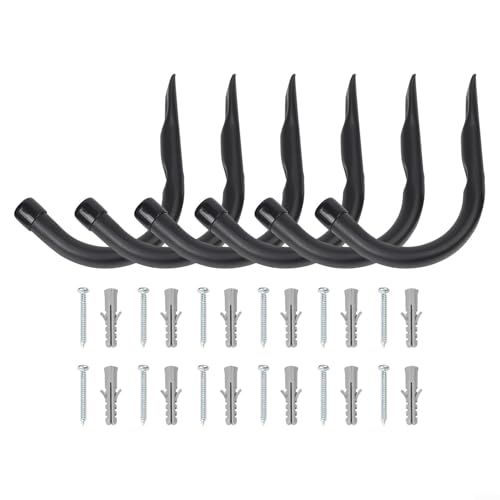 LVYXON 6 robuste J-Haken für die Organisation Ihrer Garage und Werkstatt (schwarz) von LVYXON