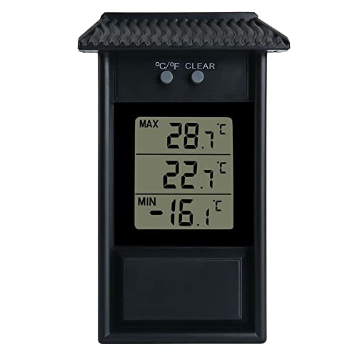 LVYXON Digitales Thermometer, LCD-Display, max. Min., Gewächshaus, Garten, Innen- und Außenbereich, Wand, Raum, wasserdicht, Temperatur- und Luftfeuchtigkeitsmessgerät von LVYXON