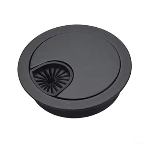 LVYXON Kabeldurchführung Schreibtisch, Zinklegierung Schreibtisch Tisch Kabelführung Drahtlochabdeckung Chrombürste, mit Staubdichtung und Abnehmbarer Deckel(Schwarz 50MM) von LVYXON