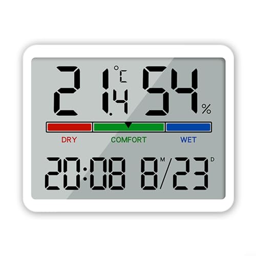 LVYXON Temperaturuhr, Wanduhr mit Temperatur- und Feuchtigkeitsanzeige, Wanduhr, LCD-Multifunktionstemperatur, elektronische Uhr, perfekt für Zuhause oder Büro, Weiß von LVYXON