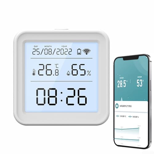 LVYXON Tuya-Hygrometer-Thermometer, für Zig Bee/WiFi-Fernüberwachung, Luftfeuchtigkeitsmesser, LCD-Smart-Hygrometer für Heimgewächshäuser, Innenthermometer, LCD-Smart-Hygrometer(Zigbee) von LVYXON