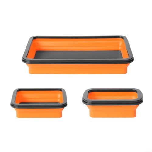 Magnetisches Teile-Tablett, Werkzeug-Organizer, Werkstatt, magnetisches Teilehalter-Set, 3 Größen, faltbare Silikon-Werkzeugschalen für Hardware-Komponenten Organisation von LVYXON