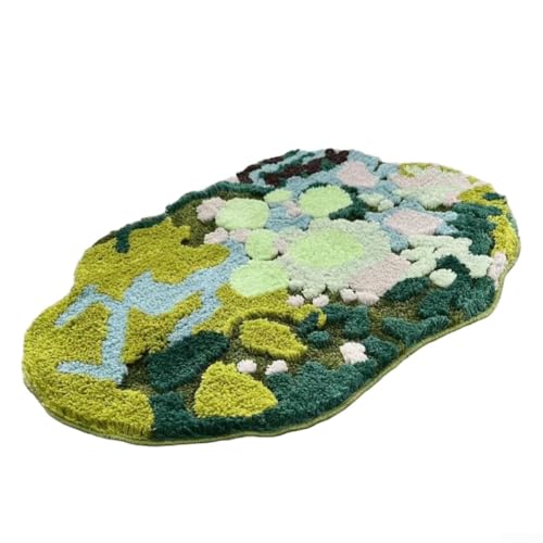 Mikrofaser-Badematte mit einzigartigem 3D-Moos-Muster, rutschfeste TPR-Unterseite, maschinenwaschbar und super saugfähiger Teppich für Badezimmer und Wohnräume von LVYXON