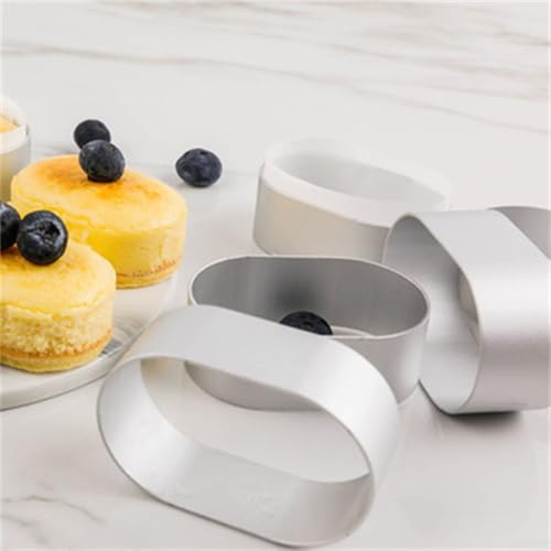 Mini-Kuchenringe aus Aluminium, ovale Form zum Backen von gekochtem Käse und Brot, 10 Stück Mini-Kuchenringe aus Aluminium, ovale Form zum Backen von gekochtem Käse und Brot, 10 Stück von LVYXON