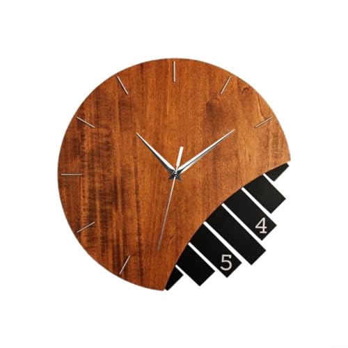 Moderne runde Wanduhr, 30 cm, leise, nicht tickende, batteriebetriebene Holzuhr mit klaren Zahlen für Wohnzimmer, Schlafzimmer, Küche, Büro, Heimdekoration (dunkle Farbe) von LVYXON