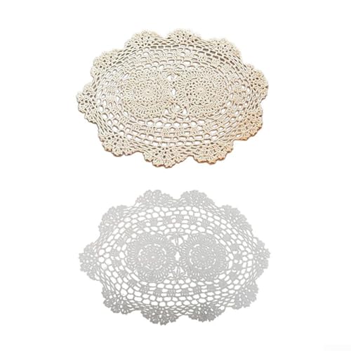 Ovales Tischset aus Baumwolle mit Blumenmuster, Vintage-Stil, für gemütliches Essen, Weiß Ovales Tischset aus Baumwolle mit Blumenmuster, Vintage-Stil, für gemütliches Essen, Weiß von LVYXON