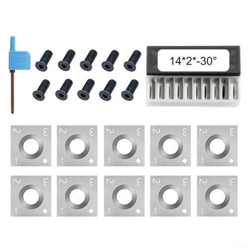 Quadratischer Hartmetall-Einsatz für Drehmaschine, Drehwerkzeug, Vollhartmetall 4 Kante, 30 Grad, mit Schrauben und Schraubenschlüssel, passend für Holz, MDF, Sperrholz, Spanplatte, HDF Quadratischer Hartmetall-Einsatz für Drehmaschine, Drehwerkzeug, Vollhartmetall 4 Kante, 30 Grad, mit Schrauben und Schraubenschlüssel, passend für Holz, MDF, Sperrholz, Spanplatte, HDF von LVYXON