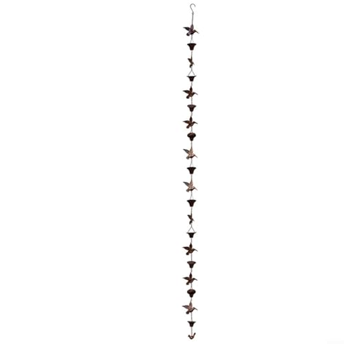 Regenkette, Kolibri-Regenketten für Dachrinnen, dekorative Regenkette, 2,6 m, Metallkette, Glieder-Wasserspiel für den Außenbereich, dekorative Traufen, Metall, Garten, Regenwasserumleitung von LVYXON