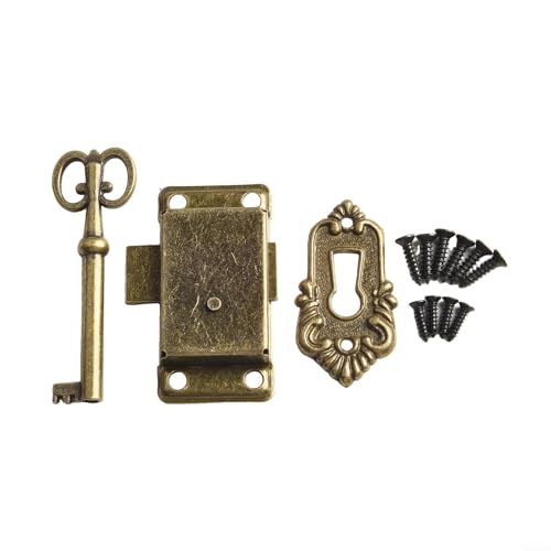 Schubladen-Schmuckkästchen, Schrank, Kleiderschrank, antikes Türschloss-Set mit Metallkörper und dekorativer Platte für sicheres und reibungsloses Verschließen (Grün-Bronze) von LVYXON