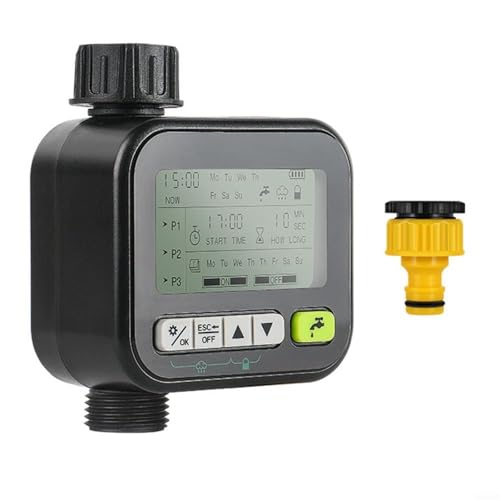 Smart Garden Bewässerungs-Timer mit 6 programmierbaren Modi, Regensensor, großes LCD-Display, Kindersicherung, IPX5 wasserdicht für automatisches Bewässerungssystem, Schlauch-Timer für Blumen und von LVYXON