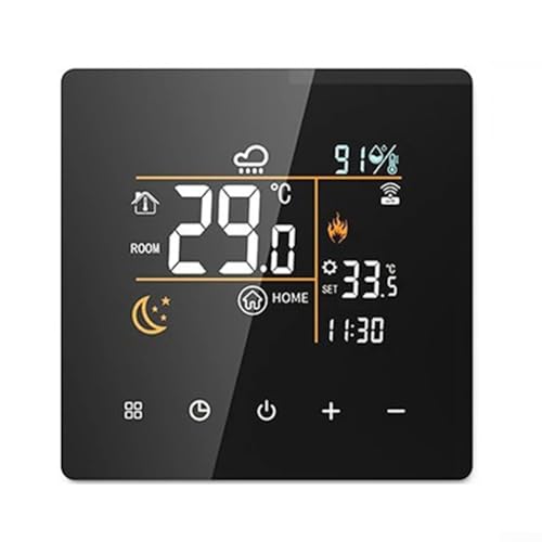 Smart WiFi Digitales Thermostat und Feuchtigkeitsregler mit programmierbarer Zeitplanung, Fernbedienung App-Steuerung, Hochtemperaturschutz, für Tuya für Wasser oder elektrische Heizung (Schwarz-16A) Smart WiFi Digitales Thermostat und Feuchtigkeitsregler mit programmierbarer Zeitplanung, Fernbedienung App-Steuerung, Hochtemperaturschutz, für Tuya für Wasser oder elektrische Heizung (Schwarz-16A) von LVYXON
