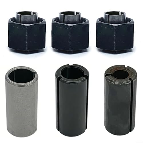 Spannzange und Muttern-Set für DW6214 DW616 DW618 Oberfräsen mit 1/4 1/2 12 mm Größen und Reduzierhülsen für Präzisions-Fräsanwendungen in Werkstätten und Holzbearbeitungsprojekten zu Hause Spannzange und Muttern-Set für DW6214 DW616 DW618 Oberfräsen mit 1/4 1/2 12 mm Größen und Reduzierhülsen für Präzisions-Fräsanwendungen in Werkstätten und Holzbearbeitungsprojekten zu Hause von LVYXON