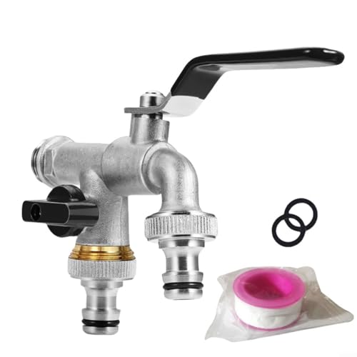 Strapazierfähiger Gartenschlauch-Verteiler, 1,27 cm, Kupfer, Wasserverteiler, Wasserhahn-Adapter mit zwei Ausgängen für Bewässerungssystem im Freien (schwarz) von LVYXON
