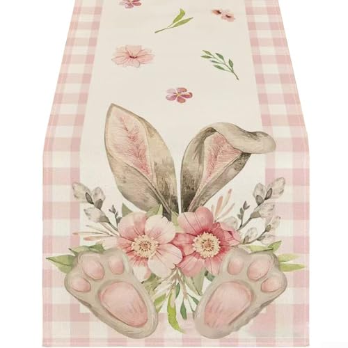 Tischläufer mit Hasenmotiv, 33 x 183 cm, perfekt für Essen und saisonale Feiern (69) von LVYXON