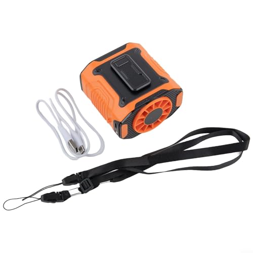 Tragbarer Mini-Taillenventilator, multifunktional, wiederaufladbar, USB-betrieben, 100 Geschwindigkeitseinstellungen, tragbarer Luftkühler mit Taschenlampe für den Außenbereich (orange) von LVYXON