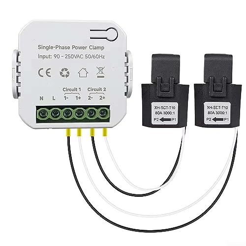 Tuya Smart Life WiFi-Energiezähler 80 A mit 2 Klemmen, Ct App KWh, Echtzeit-Stromüberwachung/Messgerät, Sicherheitsautomatik, Energiezähler von LVYXON