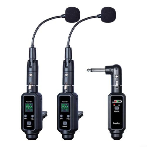 UHF Saxophon Wireless Microphone System, 570-590MHz with 16 Selectable Channels, <6ms Low Latency & Condensator Mic for Live Performance (Includes Receiver/Transmitter/Adapter/USB Cable)(One and Two) von LVYXON