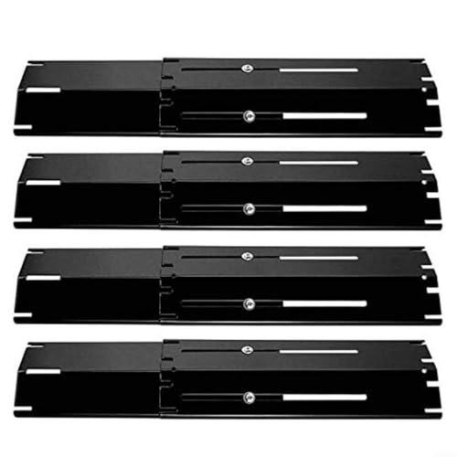 Verstellbare Grill-Heizplatte (29,8–53,3 cm) – Porzellanbeschichtete Stahlbrenner-Abdeckung für Gasgrills, 4er-Pack mit Schrauben, rostfrei und gleichmäßige Wärmeverteilung (schwarz) von LVYXON