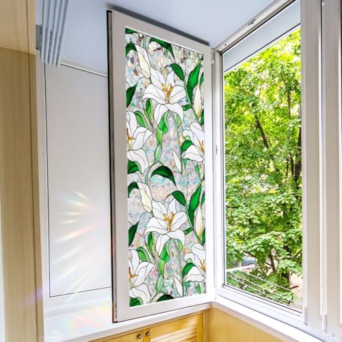 Verwandeln Sie Fenster mit abnehmbarer statischer Glasfolie, buntes Dekor, das UV-Strahlen blockiert und isoliert (C) von LVYXON