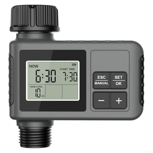 Wasser-Timer für Garten- und Rasenbewässerung mit einstellbarer Dauer, Regenverzögerungsfunktion und manueller Übersteuerung, geeignet für verschiedene Bewässerungsbedürfnisse im Freien (14 mm) von LVYXON