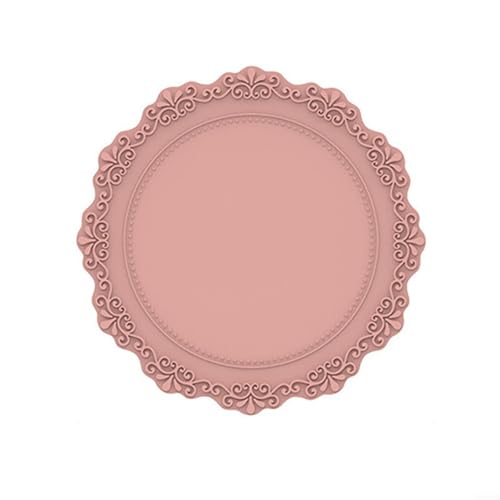 Weiches Silikon-Tischset mit Spitzen-Blumenmuster, perfekt zur Verschönerung Ihrer Esstischdekoration (Rosa) von LVYXON