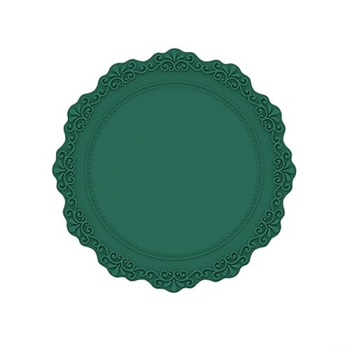Weiches Silikon-Tischset mit Spitzen-Blumenmuster, perfekt zur Verschönerung Ihrer Esstischdekoration (dunkelgrün) von LVYXON