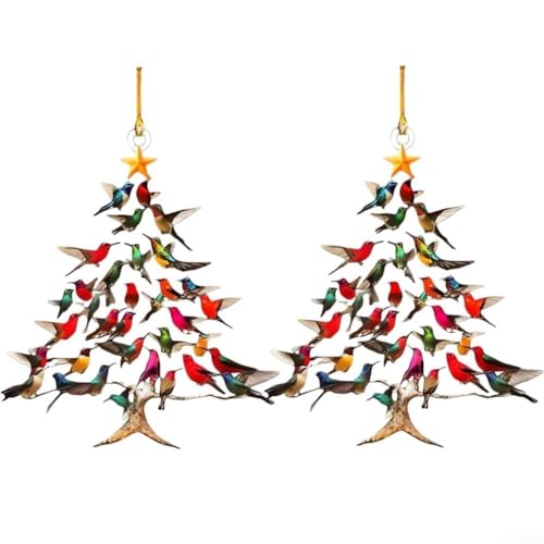 Weihnachts-Acryl-Ornament mit gestapeltem Kolibri für Vögel, entworfen für den saisonalen Gebrauch im Innen- und Außenbereich, verleiht Urlaubsdekorationen eine einzigartige Dimension (2) von LVYXON