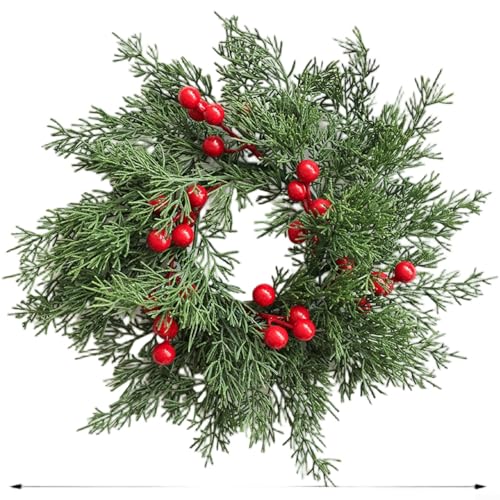 Weihnachtskranz mit Kerzenhalter, 30 cm, künstliche Girlande, Kunststoff, festliche Dekoration für Haustür zum Aufhängen oder für den Innenbereich von LVYXON