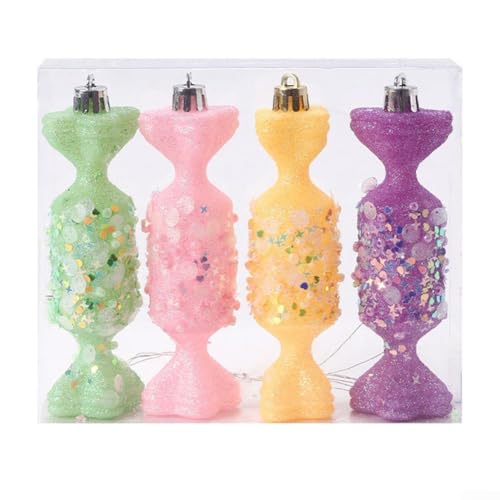 Weihnachtskugel-Ornament mit Süßigkeiten-Design aus widerstandsfähigem PVC zum Aufhängen von Bäumen und Urlaubsarrangements für fröhliche festliche Atmosphäre (C) von LVYXON