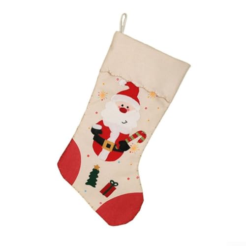 Weihnachtsstrümpfe zum Aufhängen an Kamin, Baum oder Haken, mit geräumiger Kapazität und klassischen Charakter-Designs für saisonale Dekoration (Weihnachtsmann) von LVYXON
