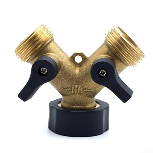 Y-Schlauchverteiler aus Messing für Waschmaschine und Garten, mit zwei Absperrkugelhähnen Y-Schlauchverteiler aus Messing für Waschmaschine und Garten, mit zwei Absperrkugelhähnen von LVYXON