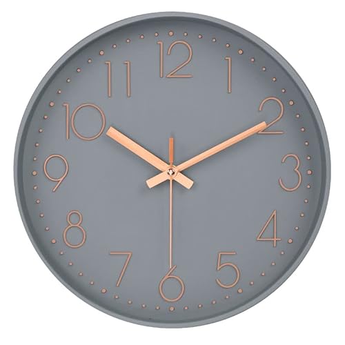 LW Collection Wanduhr Noor Grau 30cm - Kleine Industrielle Wanduhr - Moderne Wanduhr - Leises Uhrwerk - Stille Uhr von LW Collection