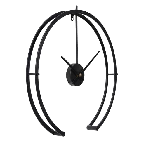LW Collection Wanduhr Denzel Schwarz 52cm - Große Industrielle Wanduhr Metall - Moderne Wanduhr - Leises Uhrwerk - Stille Uhr von LW Collection