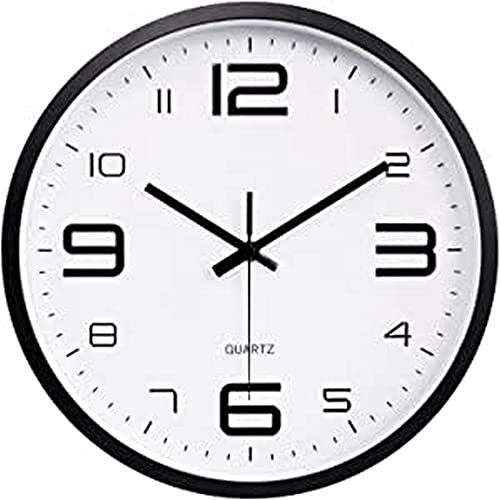LW Collection Wanduhr Xenn Schwarz Weiß 30cm - Kleine Uhr - Leise Wanduhr - Küchenuhr leises Uhrwerk… von LW Collection