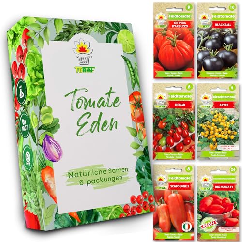 Gemüse Samen Set 6 Premium Sorten Gemüse, Saatgut für Gewächshaus, Garten, Balkon, Küche, Hochbeet, verschiedene Tomatensorten, Anzuchtset Samen Gemüse Pflanzen von LW TORAF
