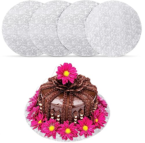 Cake-Board 25cm Rund Cakeboard Tortenunterlage Rund Pappe Wiederverwendbar Torten Unterplatten für Transport Kuchen und Torten 4STK (10 inch) von LWAIX