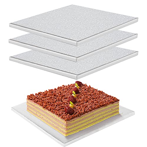 LWAIX Cakeboard Quadratisch 25cm Cake Board Tortenunterlage Pappe Wiederverwendbar Torten Unterplatten für Transport Kuchen und Torten 3STK (10 inch) von LWAIX