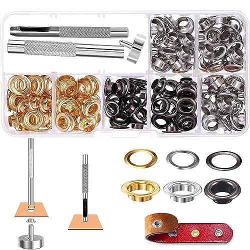 Ösen 6mm Ösenzange set Grommet Werkzeug Kit Ösen Scheiben für DIY Leder Handwerk Stoff Wasserdichte Planen Vorhänge Markisen Taschen 180Sets (6MM) von LWAIX