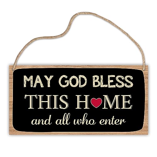 Holzschild zum Aufhängen, Aufschrift "May God Bless This Home And All Who Enter", motivierendes Zitat, Holzwandschild, Retro, Bauernhaus, Heimdekoration, Geschenk für Zuhause, Wohnzimmer, Esszimmer, von LWBEO