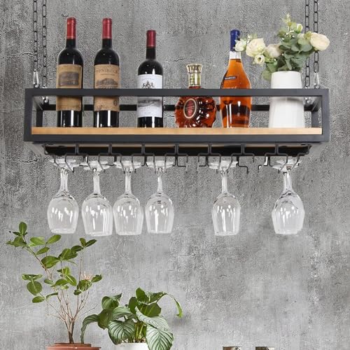 LWENBGA Schwebende Weinglasregale, wandmontierte Lagerregale, Vintage-Ausstellungsregal für Dekor, moderner Pflanzen-Blumenständer, Weinflaschenhalter, Flaschenregal zum Aufhängen an der Decke von LWENBGA