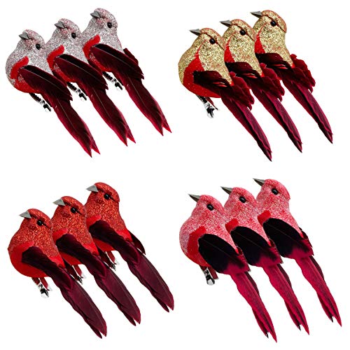LWINGFLYER 12 Stück rote Glitzer-Vögel künstliche Vögel mit Clips als Verzierung für den Weihnachtsbaum die Hochzeit das Handwerk und die Wohnzimmerdekoration LWINGFLYER 12 Stück rote Glitzer-Vögel künstliche Vögel mit Clips als Verzierung für den Weihnachtsbaum die Hochzeit das Handwerk und die Wohnzimmerdekoration von LWINGFLYER